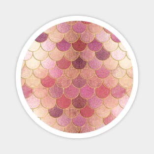 Rose Gold Shimmer & Gold Mermaid Scale Pattern Magnet